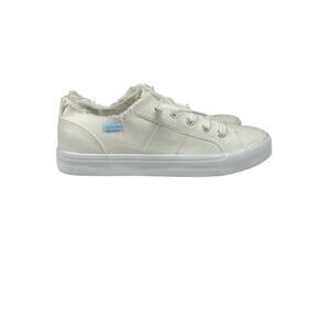 Obtaom Women’s White Canvas Frayed Edge Lace-Up Sneakers Size 10 New Casual